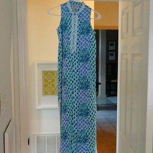 Lilly Pulitzer pineapple maxi dress with trim